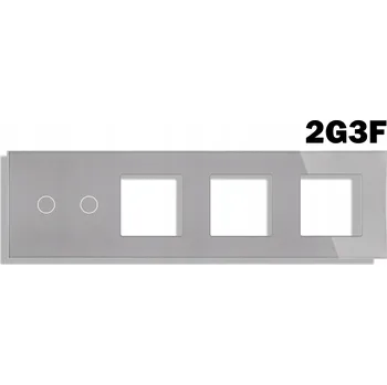 PANEL PRO DOTYKOVÉ MODULY RÁMEČEK 2G ČTYŘNÁSOBNÝ 2G+3F ZÁSUVKA STŘÍBRNĚ ŠEDÝ