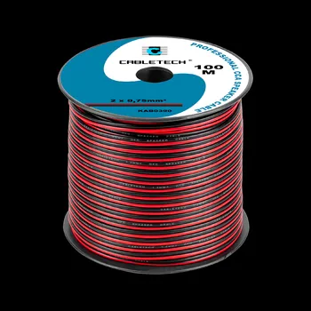 Počítač CABLETECH Reproduktorový kabel 2x 0,75mm CCA černo-červený (100m)