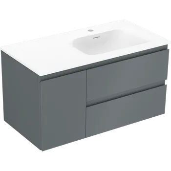 Koupelnový nábytek Mexen Orio koupelnová skříňka 90 cm s umyvadlem Vela pravá, 2S, 1D, grafit mat/bílá mat - 91A13-09047-3-BBFFF66-W23P01 Skříňky s umyvadlem
