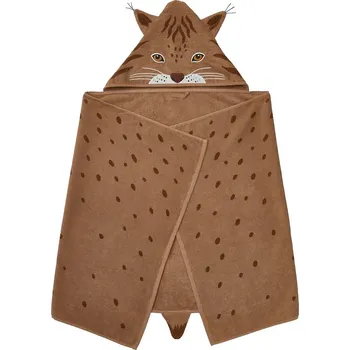 IKEA SKOGSDUVA Dětský ručník s kapucí, hnědý, Rys