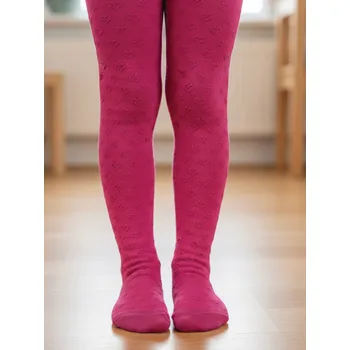 Dívčí punčochy s mini srdíčky fuchsia, Velikost 92-98