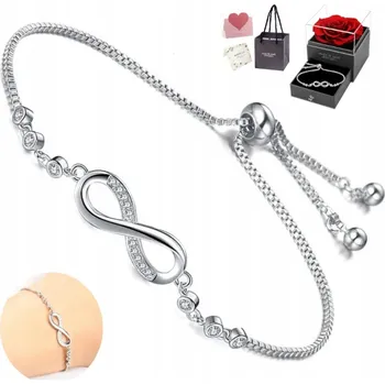 Náramek Dámský Náramek Nekonečno Stříbrný se Zirkony Elegantní Módní