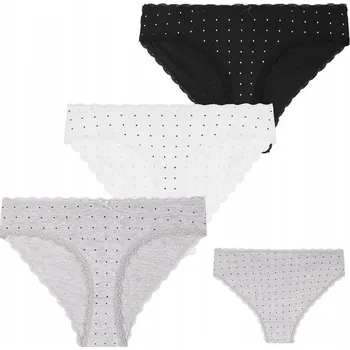 Kalhotky DÁMSKÉ KALHOTKY KALHOTKY BAVLNĚNÉ BIKINI S PUNTÍKY A KRAJKOU MORAJ XL 3-BALENÍ