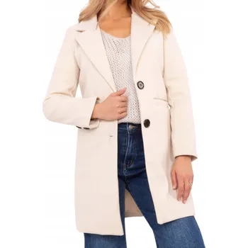 Dámský kabát Och Bella dámský kabát béžový klasický bez kapuce velikost L