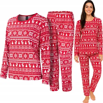 Dámské pyžamo VÁNOČNÍ DÁMSKÉ PYŽAMO HEYO bavlněné, Dlouhé kalhoty XL