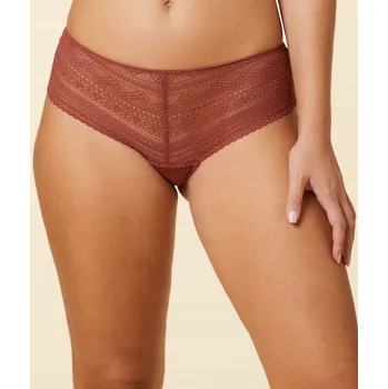 Kalhotky ETAM HNĚDÉ KRAJKOVÉ KALHOTKY TYPU ŠORTKY (36)