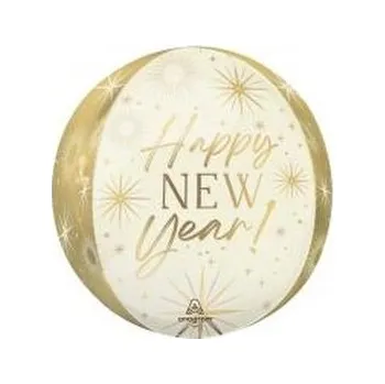 Balónek Balon foliowy kula gold New Year 38cm
