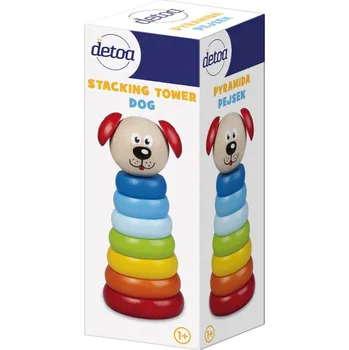 Hrací kostka Detoa Pyramida pejsek dřevo 8ks 15cm v krabici 1+