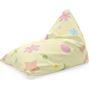 Sedací pytel Sablio Sedací vak Triangl Květiny na žluté: 120 x 100 x 100 cm