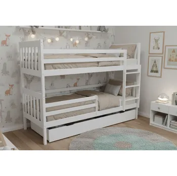 Postel Elvisia Dřevěná patrová postel LAXA se šuplíkem | bílá 80 x 180 cm