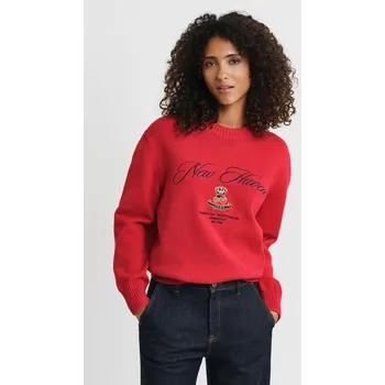 Dámský svetr SVETR GANT GRAPHIC COTTON C-NECK RUBY RED