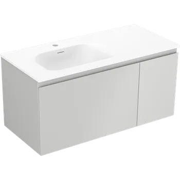 Koupelnový nábytek Mexen Orio koupelnová skříňka 90 cm s umyvadlem Vela vlevo, 1S, 1D, šedá matná/bílá matná - 91A13-09047-3-BBFF62-W23L01 Skříňky s umyvadlem