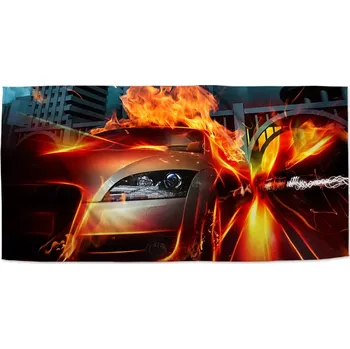 Osuška Sablio Ručník Auto v plamenech - 50x100 cm
