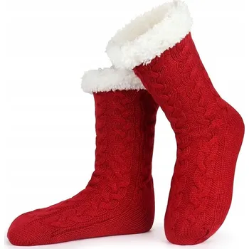 Pánské ponožky CLIUNT Ponožky teplé a protiskluzové červené s kožešinkou 35-40