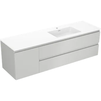 Koupelnový nábytek Mexen Orio koupelnová skříňka 160 cm s umyvadlem Otis pravým, 2S, 1D, šedá mat/bílá mat - 91A13-16047-3-BBFFF62-W18P01 Skříňky s umyvadlem