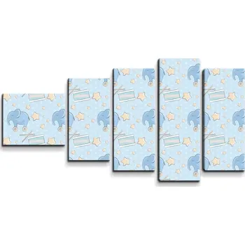 Obraz Sablio Obraz - 5-dílný Bubny a sloni - 100x60 cm