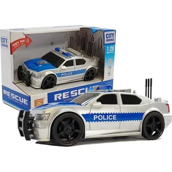 Hračka Policejní auto na baterie 1:20 Světla a Zvuky s natahováním Stříbrné