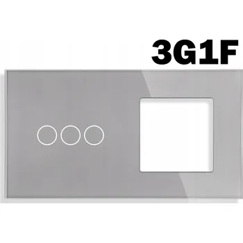 Elektrická zásuvka PANEL PRO DOTYKOVÉ MODULY RÁMEČEK DVOJITÝ 3G+1F ZÁSUVKA STŘÍBRNĚ ŠEDÝ