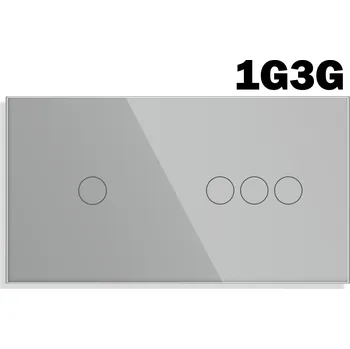 SKLENĚNÝ PANEL PRO DOTYKOVÉ MODULY RÁMEČEK DVOJITÝ 4G (1G+3G) STŘÍBRNĚ ŠEDÝ