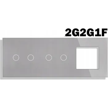 vypínač SKLENĚNÝ PANEL PRO DOTYKOVÉ MODULY RÁMEČEK TROJITÝ 2G+2G+1F STŘÍBRNĚ ŠEDÝ