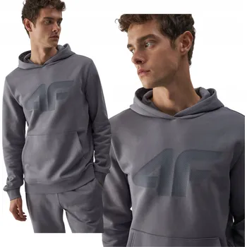 Pánská mikina PÁNSKÁ MIKINA 4F S KAPUCÍ TEPLÁ BAVLNA KLOKANKA SM1464 25S vel. 3XL