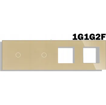 Elektrická zásuvka SKLENĚNÝ PANEL PRO DOTYKOVÉ MODULY RÁMEČEK 2-POLE ČTYŘNÁSOBNÝ 1-POLE+1-POLE+2-ZÁSUVKA ZLATÝ