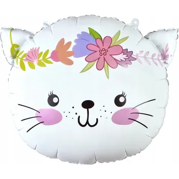 Balónek Fóliový balónek Hlava Kočky Bílý Kocourek 58x56 cm Narozeniny