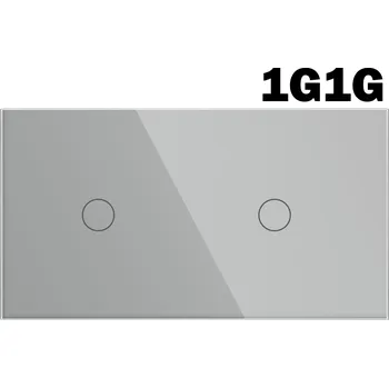vypínač SKLENĚNÝ PANEL PRO DOTYKOVÉ MODULY RÁMEČEK DVOJITÝ 2G (1G+1G) STŘÍBRNĚ ŠEDÝ