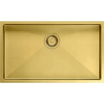 Granitový dřez Jednokomorový dřez Quadron SteelQ ocel zlatý