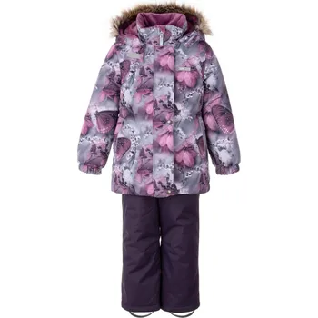 Dívčí zimní obuv Dívčí zimní set vínové barvy s šedými květy Lenne, vel. 134