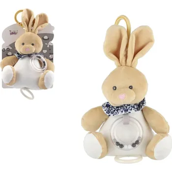 Kolotoč nad postýlku Teddies Zajíc plyš 18cm závěs na postýlku/kočárek nat. hrací strojek béžový na kartě v sáčku 0+
