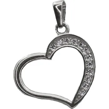 Přívěsek Zlatý přívěsek z bílého zlata se zirkony srdce 2710LOTW (585/1000) 0.75 g