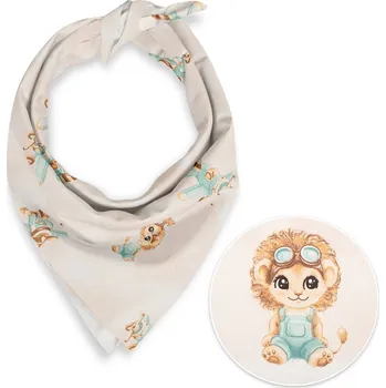 Šátek Dětský bavlněný šátek Sandra SA-686 Lvíčata s letadýlky na světle béžovém 55 x 55 cm