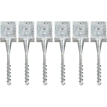 Příslušenství pro plot Kotvící hroty 6 ks stříbrné 14 x 14 x 58 cm pozinkovaná ocel IM_145446
