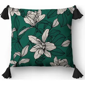 Povlak na dekorativní polštářek Dekorační Povlak na Polštář 45x45cm Detexpol Zelený s Květinami