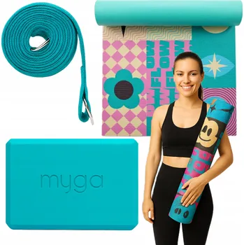 Sada na jógu myga Spirit Yoga Set: podložka, blok, popruh