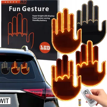 autokoberec LED ruka na zadní okno auta - Signalizátor gest - Prostředníček + Dálkové ovládání