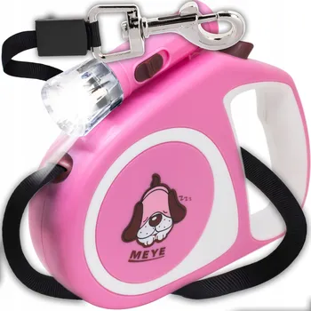 Vodítko pro psa VODÍTKO PRO PSA KOČKU AUTOMATICKÉ PÁSKOVÉ PEVNÉ 5M S BLOKACÍ 15KG SVÍTILNA LED