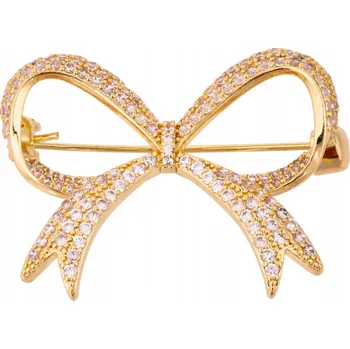 Brož Stylová pozlacená brož Pinets Mašle se zirkony