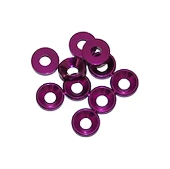 RC náhradní díl Ultimate Racing 3 mm. alu konické podložky fialové (10 ks.)