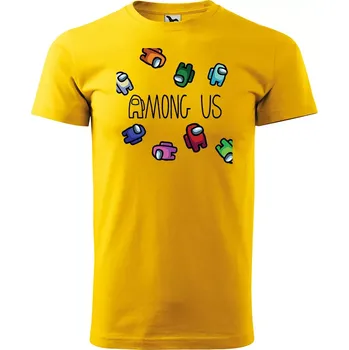 Pánské tričko Sablio Tričko s potiskem AMONG US Levitující ve vesmíru - žluté S