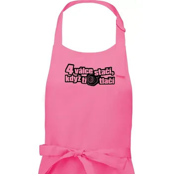 Kuchyňská zástěra 4 válce stačí když ti turbo tlačí - Pánská zástěra na vaření - Univerzální velikost ( Růžová )