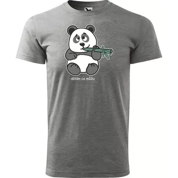 Pánské tričko Sablio Tričko s potiskem Dělám co můžu Panda - šedé S