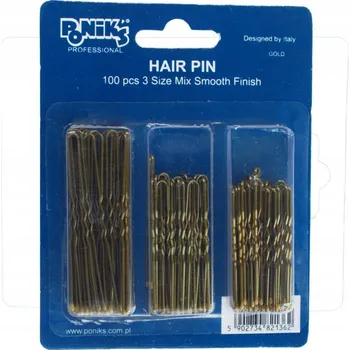 Vrták Poniks Kadeřnické pinetky do vlasů 3 velikosti 100 ks zlaté BKW016