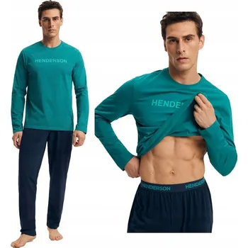 Pánské pyžamo Pánské pyžamo Vise Henderson | tyrkysové, tmavě modré 3XL