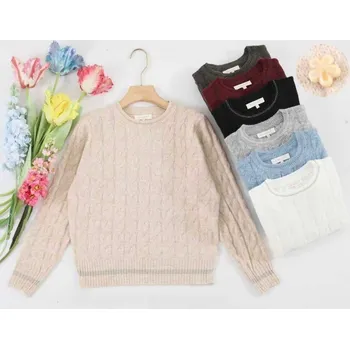 Dámský svetr Svetr copánkový úplet XF86465B barva: černá