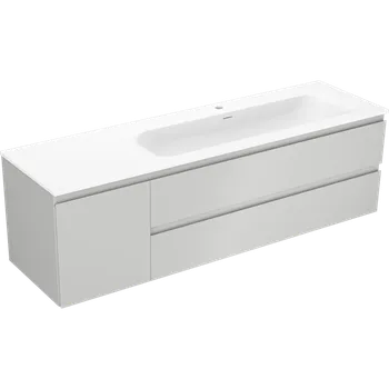 Koupelnový nábytek Mexen Orio koupelnová skříňka 160 cm s pravým umyvadlem Vela, 2S, 1D, šedá matná/bílá matná - 91A13-16047-3-BBFFF62-W23P01 Skříňky s umyvadlem