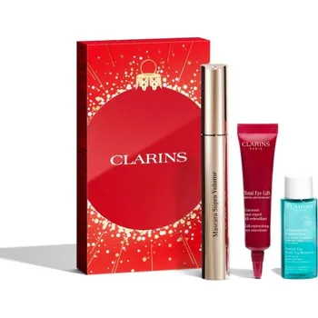 Kosmetická sada Clarins SUPRA VOLUME MASCARA HOLIDAY SEASON základní produkty pro péči o pleť a líčení pro výrazné a pozvednuté oči