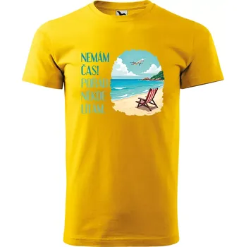 Pánské tričko Sablio Tričko s potiskem Pořád někde lítám - žluté S