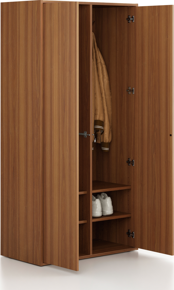 B2B Partner Šatní skříň FRAME, 2 oddíly, 872 x 450 x 1735 mm, PUSH-lock, ořech